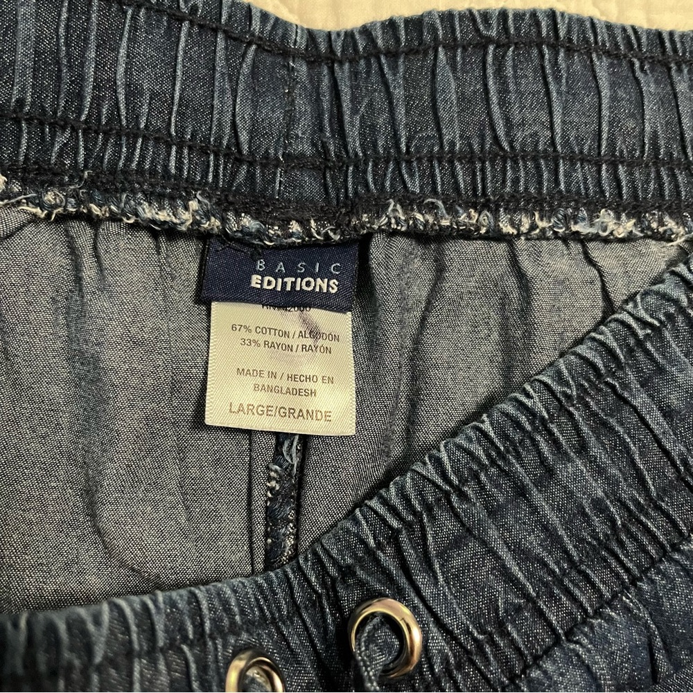 Basic Editions Wide Leg Chambray Drawstring Pants - image 3